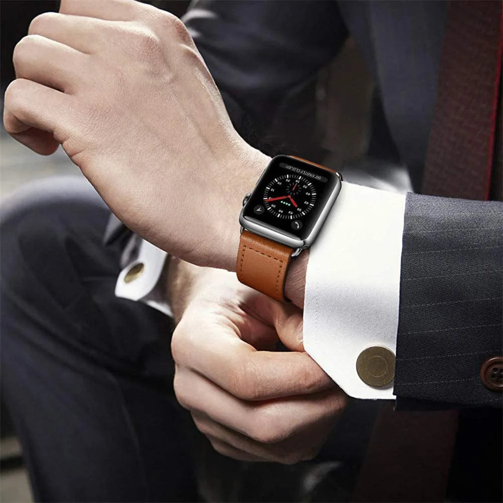 Udskiftningsrem til Apple Watch i læder til kvinder og mænd i brun