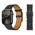 Bracelet de remplacement pour Apple Watch en cuir pour femme et pour homme noir