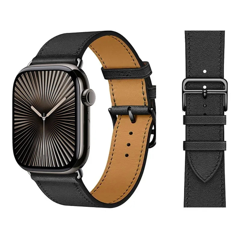Udskiftningsrem til Apple Watch i læder til kvinder og mænd i sort