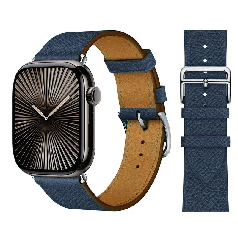 Udskiftningsrem til Apple Watch i læder til kvinder og mænd i blå