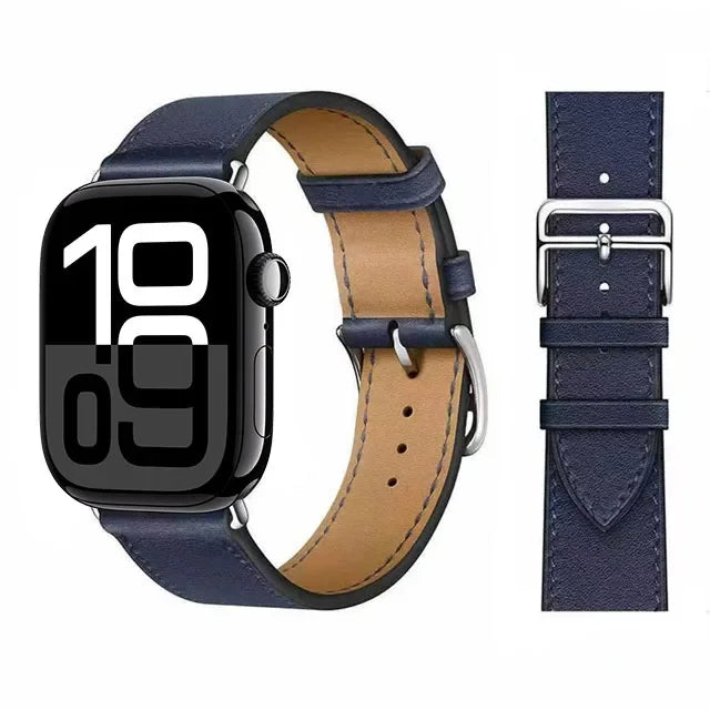 Udskiftningsrem til Apple Watch i læder til kvinder og mænd i blå