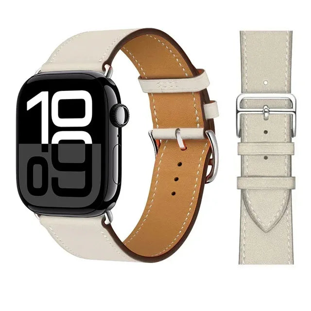 Udskiftningsrem til Apple Watch i læder til kvinder og mænd i hvid