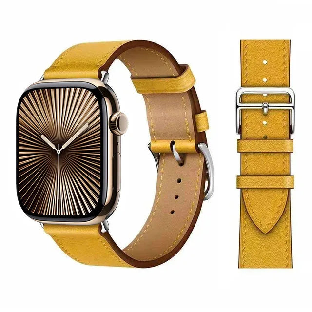 Udskiftningsrem til Apple Watch i læder til kvinder og mænd i gul