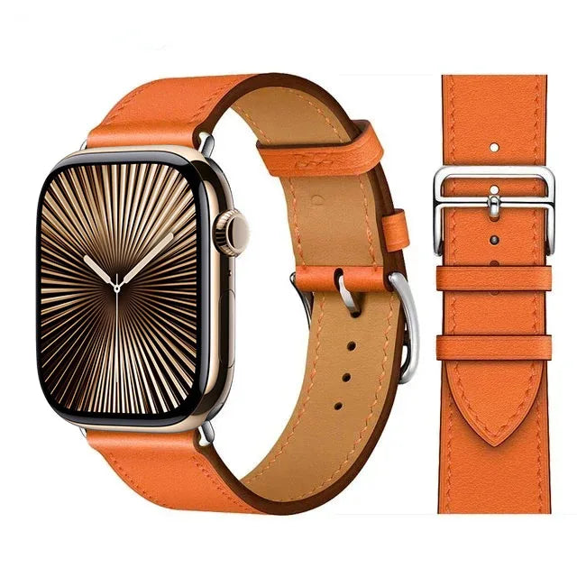 Udskiftningsrem til Apple Watch i læder til kvinder og mænd i orange