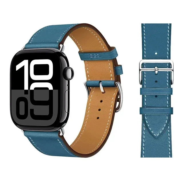 Udskiftningsrem til Apple Watch i læder til kvinder og mænd i blå