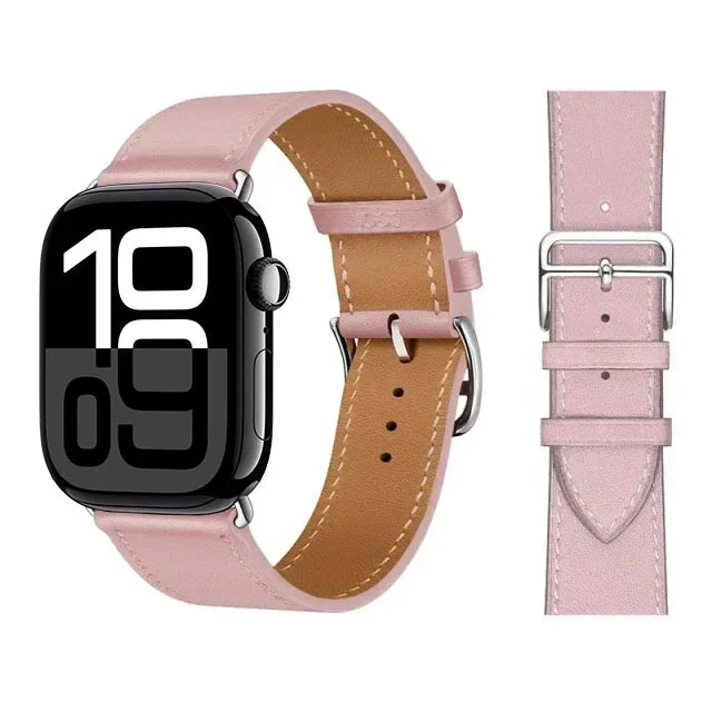 Udskiftningsrem til Apple Watch i læder til kvinder og mænd i rosa