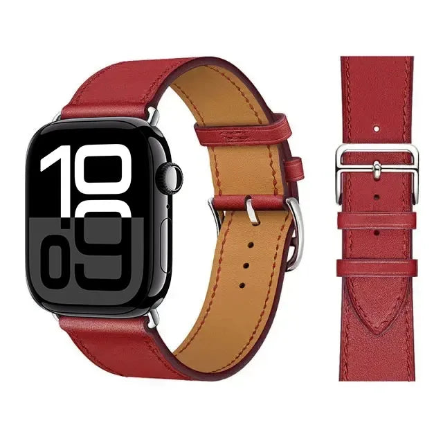 Udskiftningsrem til Apple Watch i læder til kvinder og mænd i rød