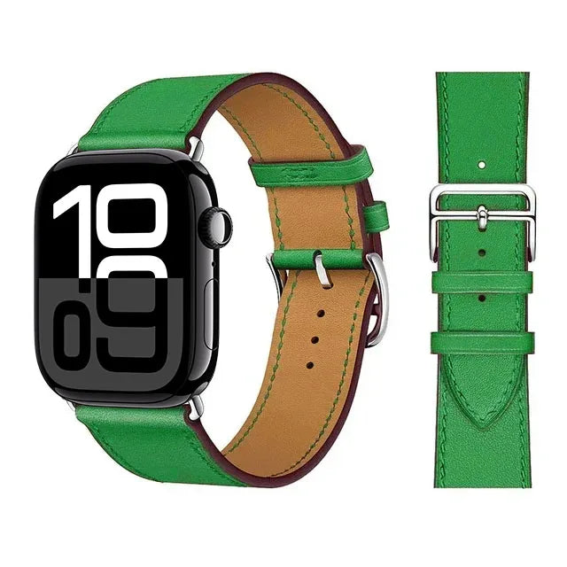 Udskiftningsrem til Apple Watch i læder til kvinder og mænd i grøn