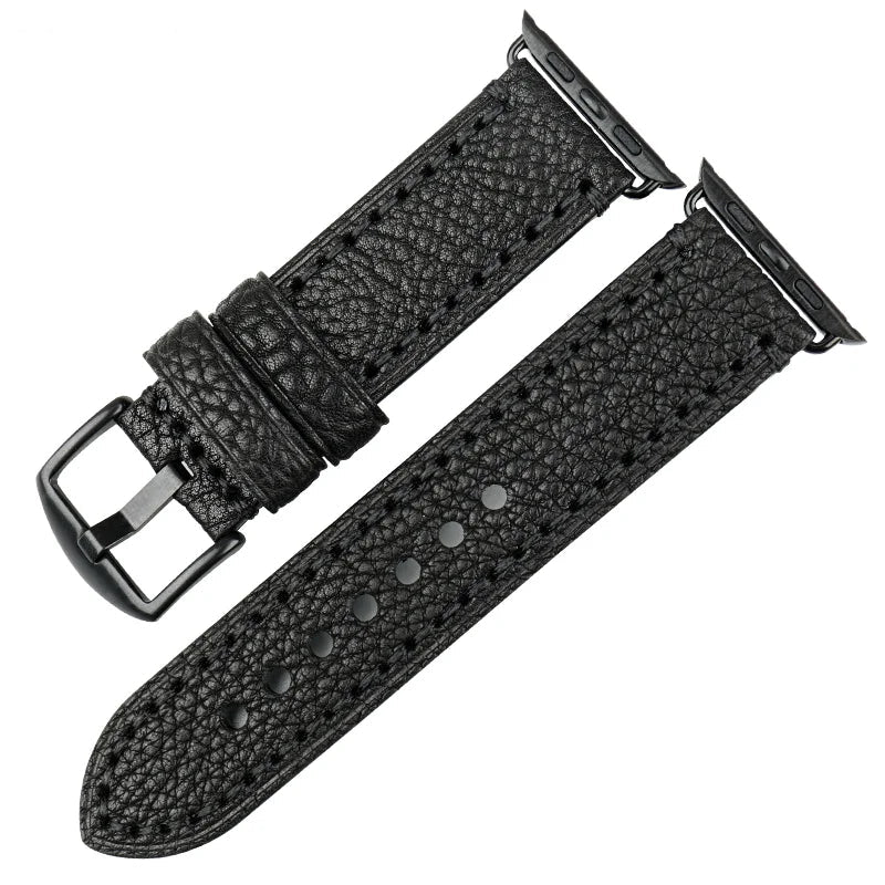 Bracelet de remplacement pour Apple Watch en cuir vieilli noir