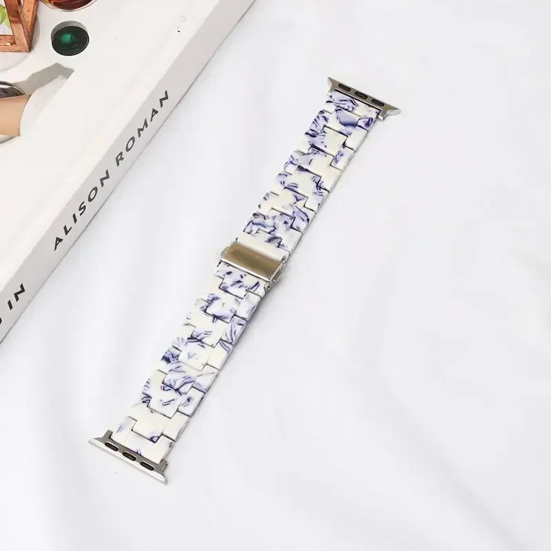 Ersatzarmband für die Apple Watch aus weiß-blauem Harz