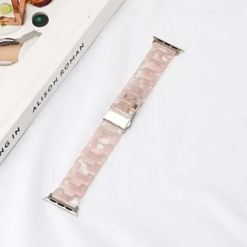 Ersatzarmband für die Apple Watch aus rosa-weißem Harz