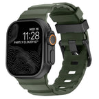 Bracelet de remplacement pour Apple Watch en silicone épais vert noir
