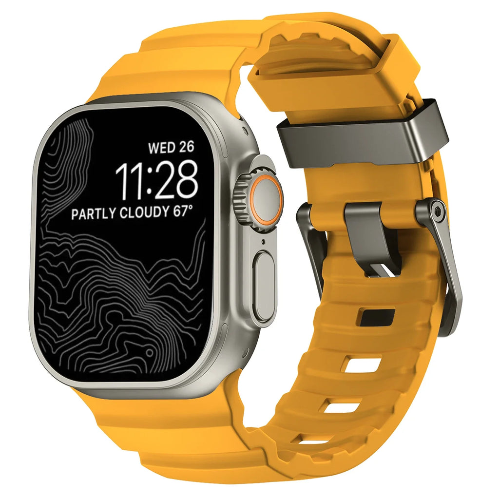 Bracelet de remplacement pour Apple Watch en silicone épais jaune