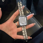 Ersatzarmband für die Apple Watch mit Strass und silberfarbenen Perlen