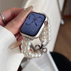 Ersatzarmband für die Apple Watch mit Strass und weißen Perlen