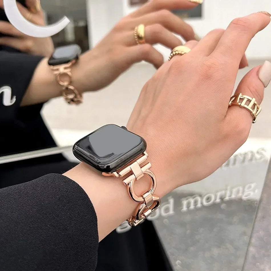 Erstatningsarmbånd til Apple Watch til kvinder i rosaguldfarve