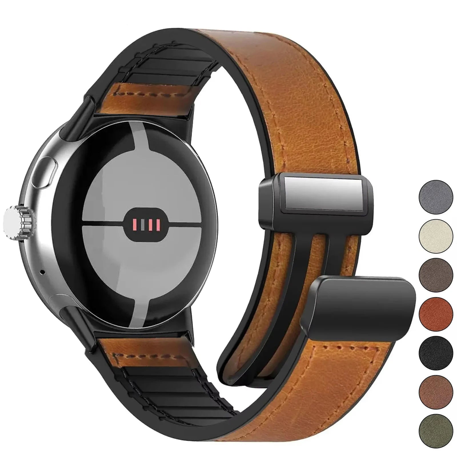 Ersatzarmband für Google Pixel Watch 1, 2, 3, 4, 41 mm, 45 mm, aus braunem Leder 