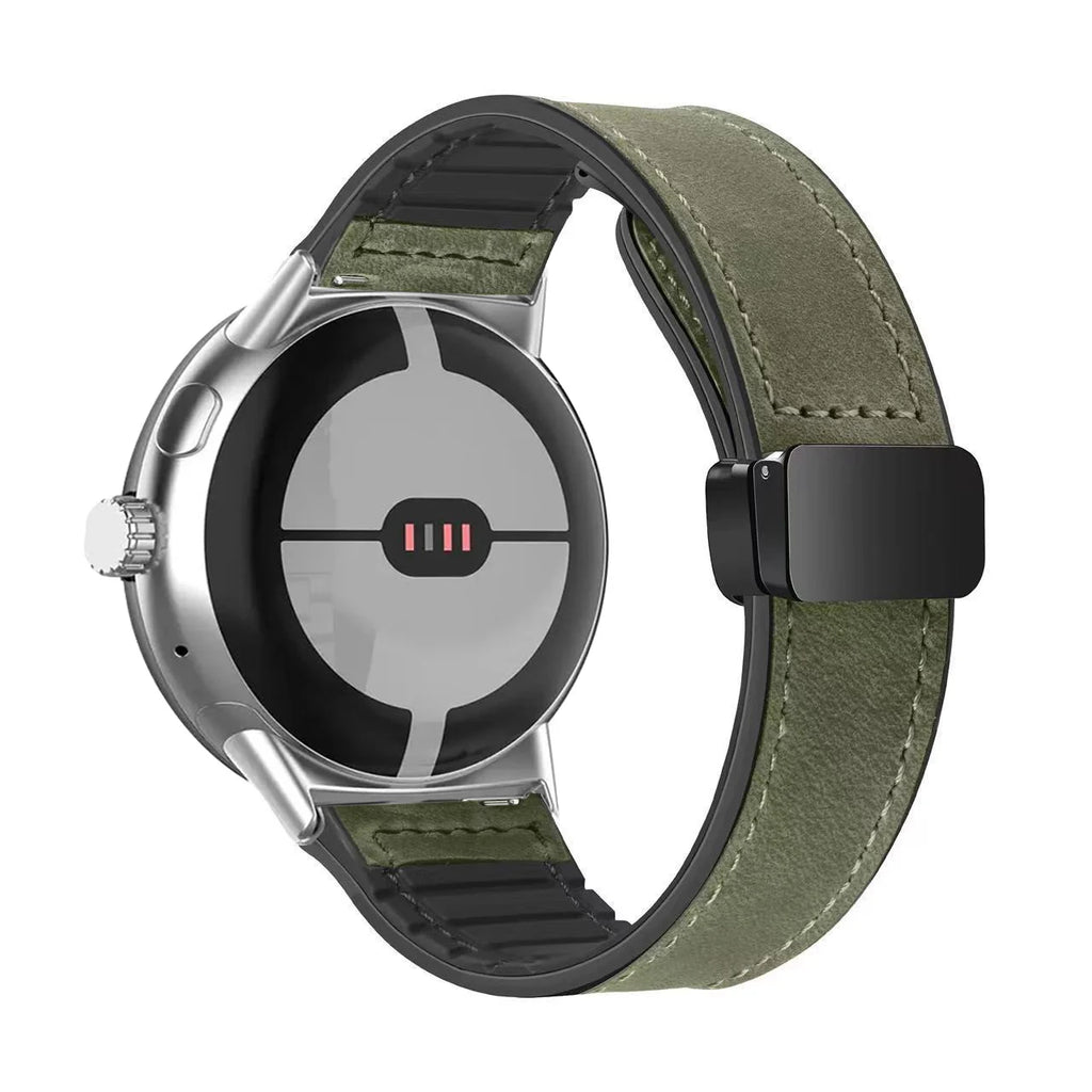 Ersatzarmband für Google Pixel Watch 1, 2, 3, 4, 41 mm, 45 mm, aus grünem Leder