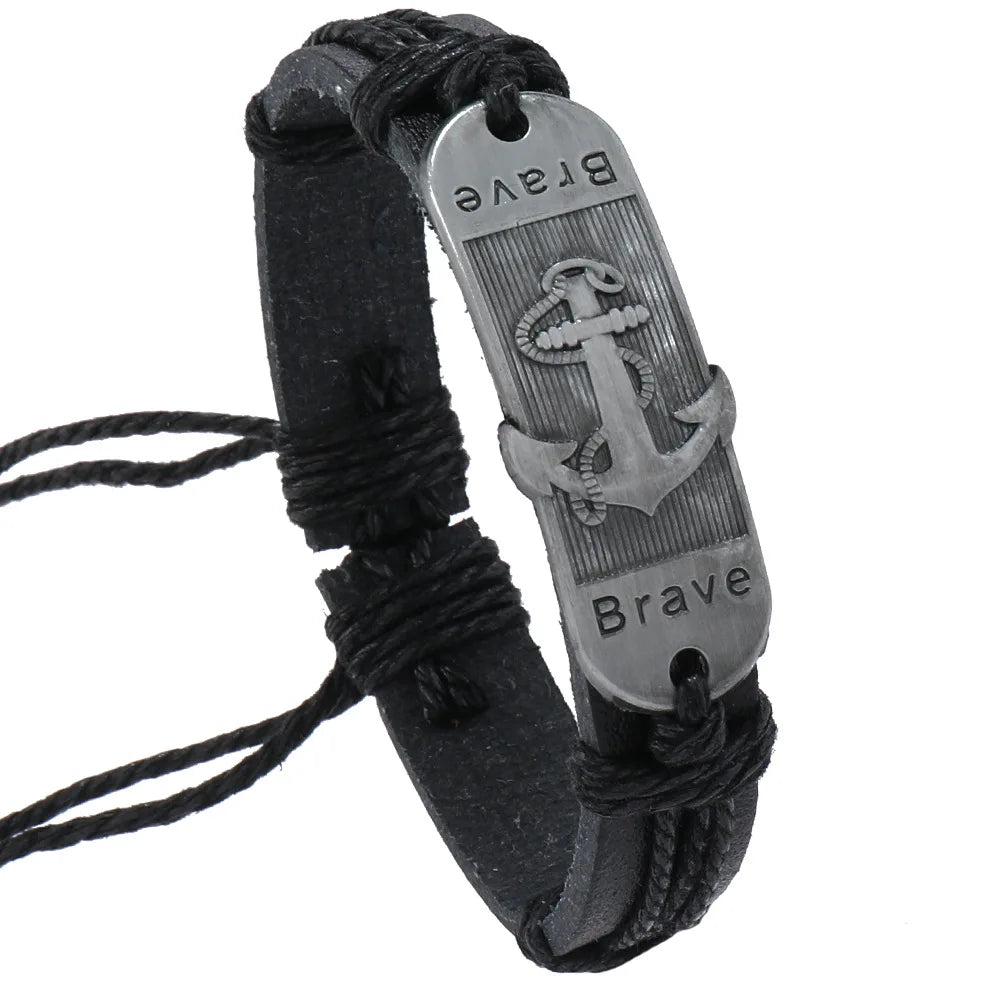 Bracelet des Flots en Cuir Ancre