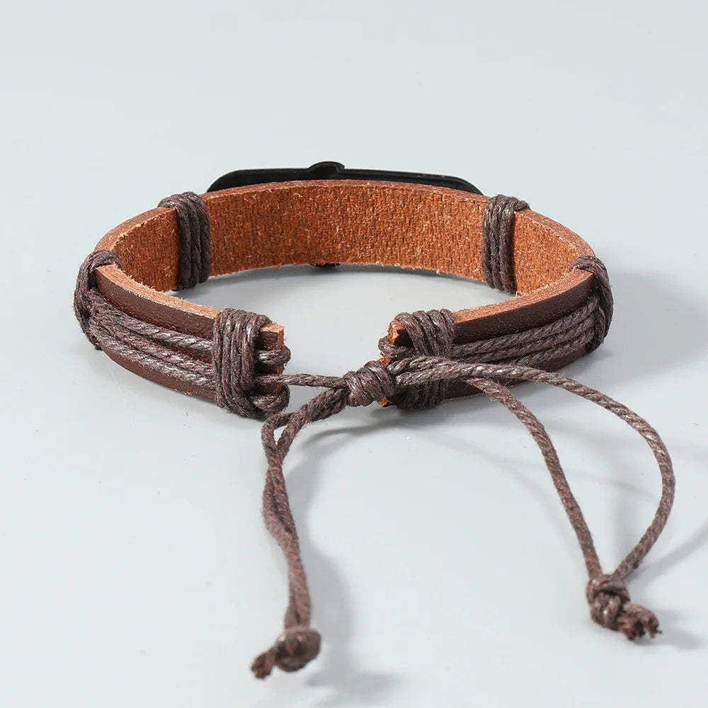 Bracelet des Flots en Cuir Ancre