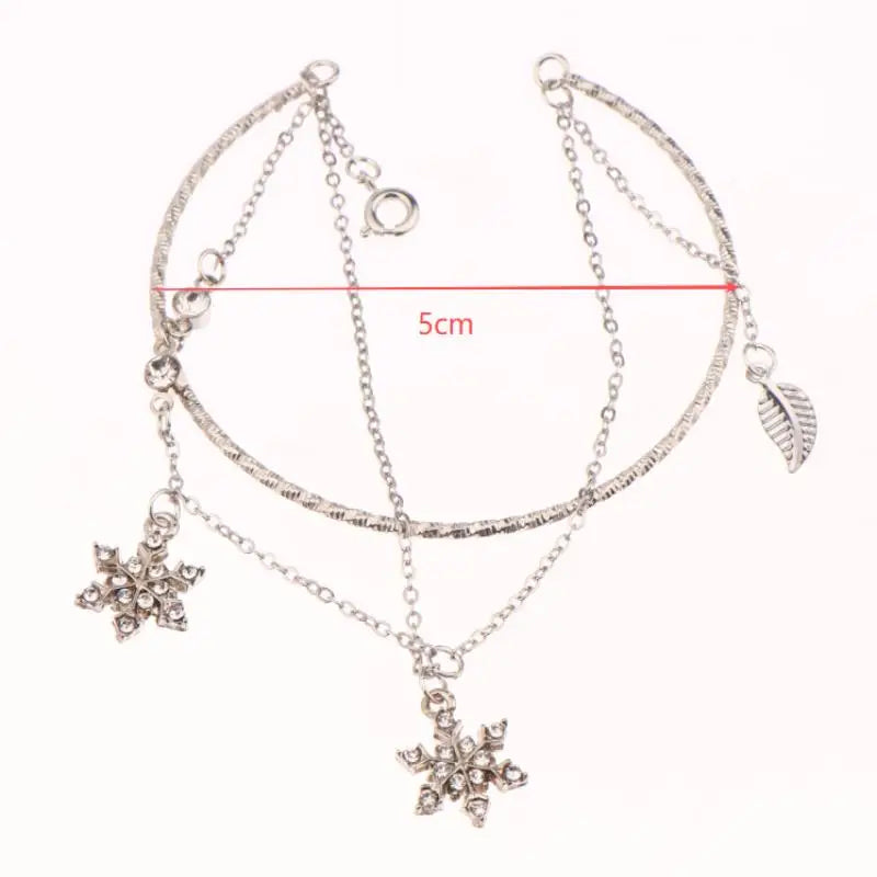 Bracelet Double avec Flocons de Neige en Cristal