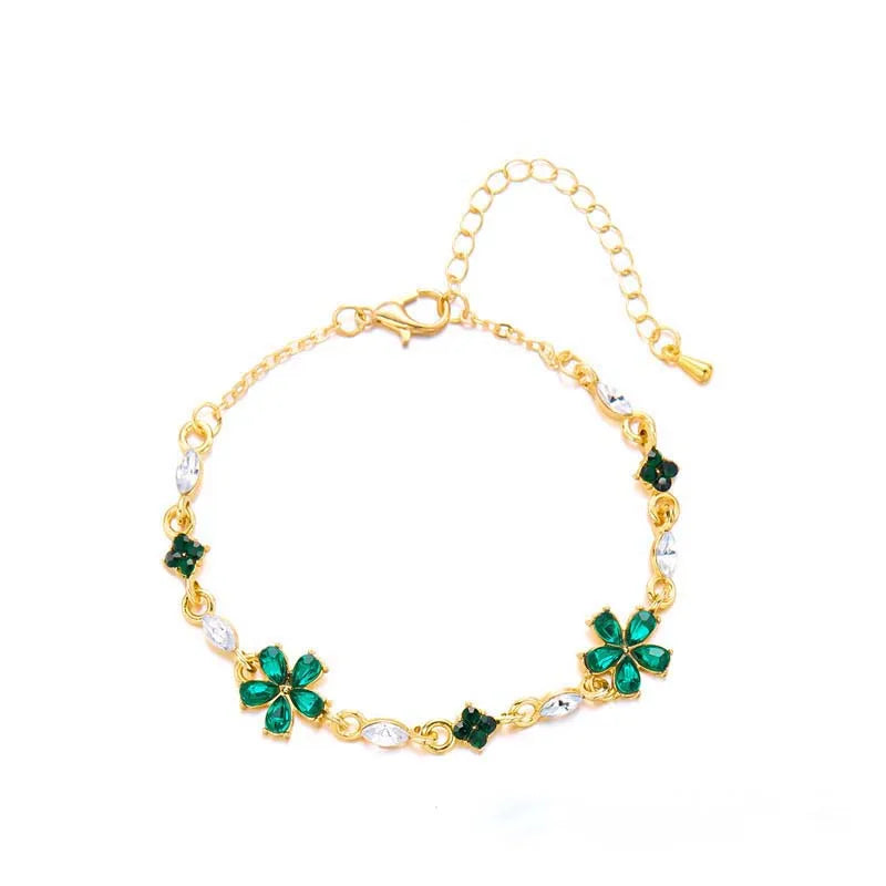 Bracelet Elégant avec Fleurs vert