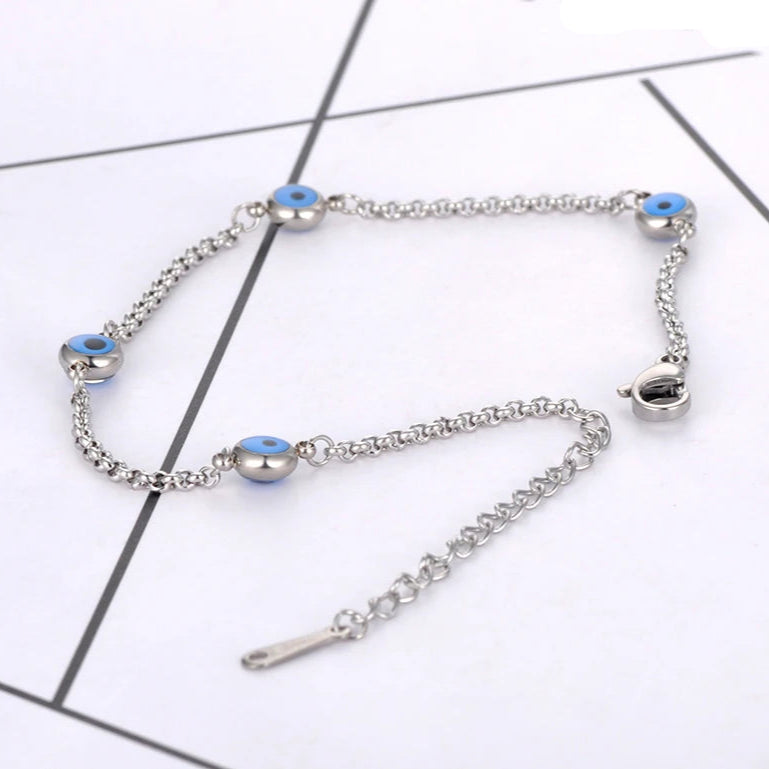 Bracelet Elégant Contre le Mauvais Oeil Turc argent