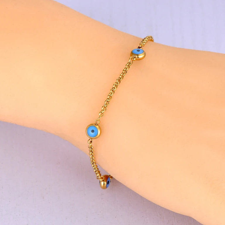 Bracelet Elégant Contre le Mauvais Oeil Turc or
