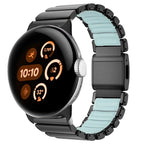 Edelstahlarmband für Google Pixel Watch 3, 4, 45mm Schwarz und Blau