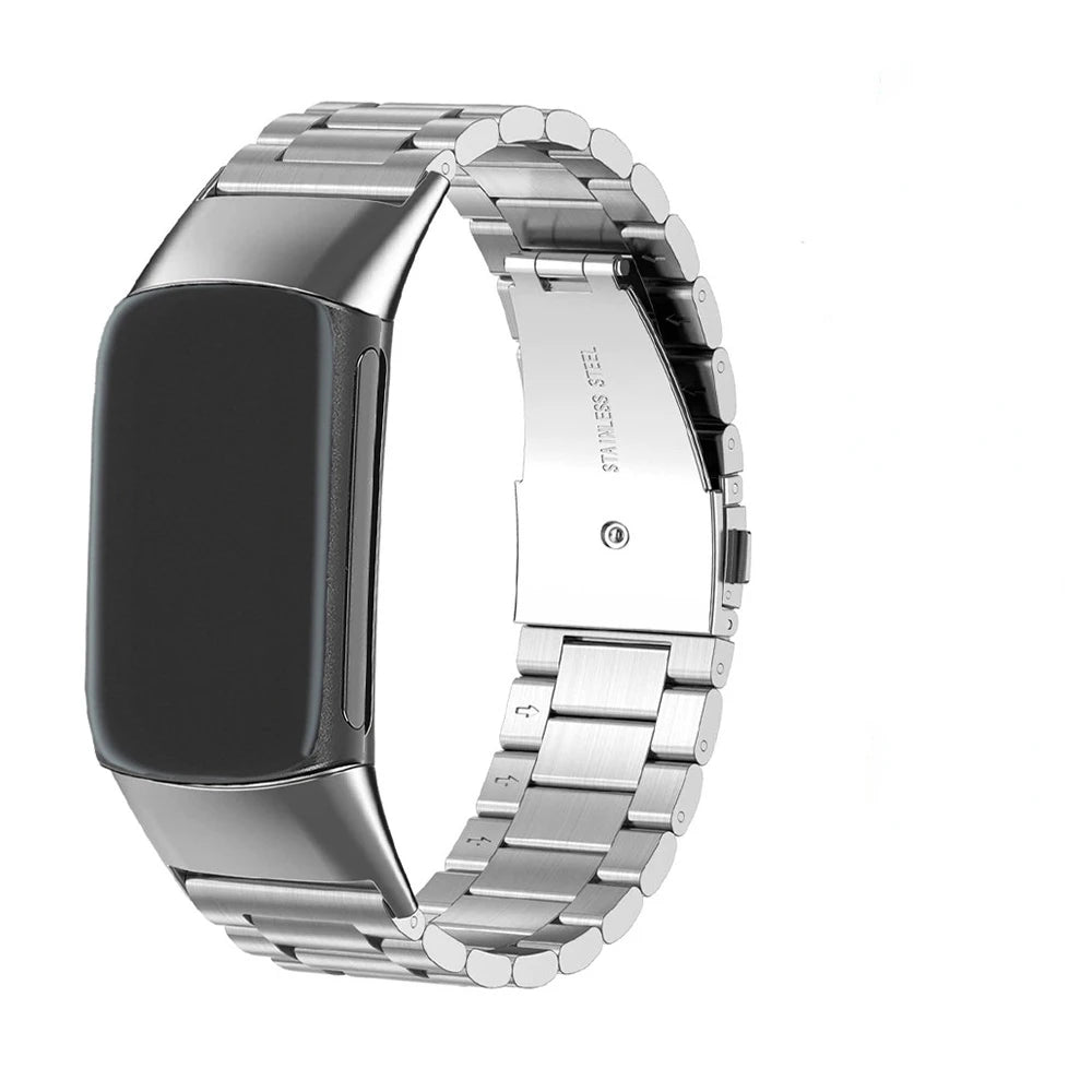 Bracelet en acier pour montre Fitbit Charge 5, Charge 6 argent