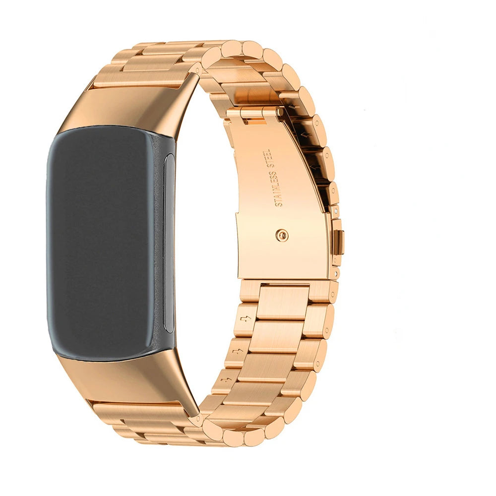 Bracelet en acier pour montre Fitbit Charge 5, Charge 6 or rose