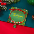 Bracelet en Corde avec Pendentif de Noël sapin et boules rouge