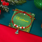 Bracelet en Corde avec Pendentif de Noël sapin rouge