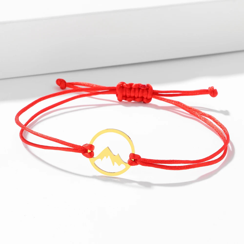 Bracelet en Corde avec Pendentif Rond Montagne