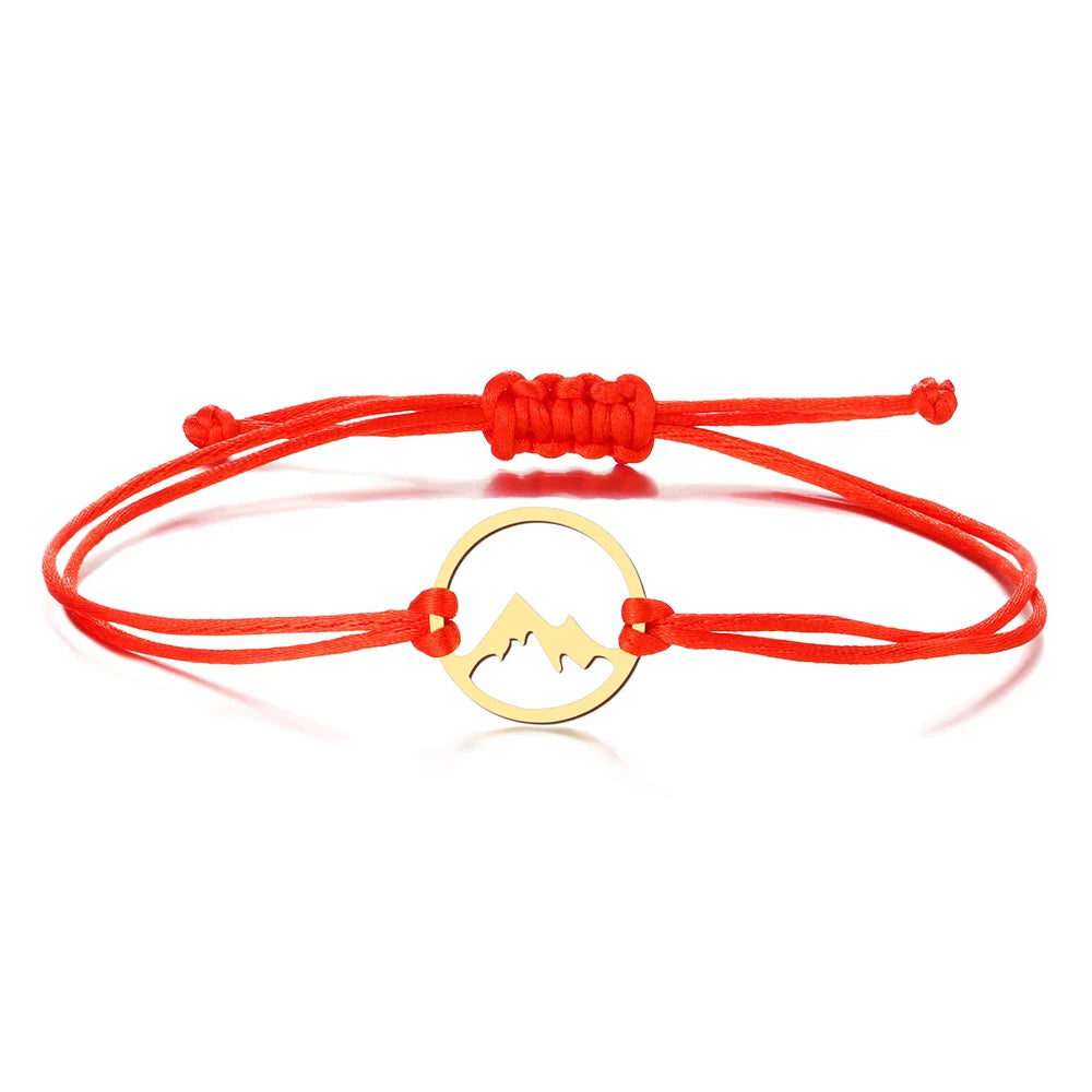 Bracelet en Corde avec Pendentif Rond Montagne