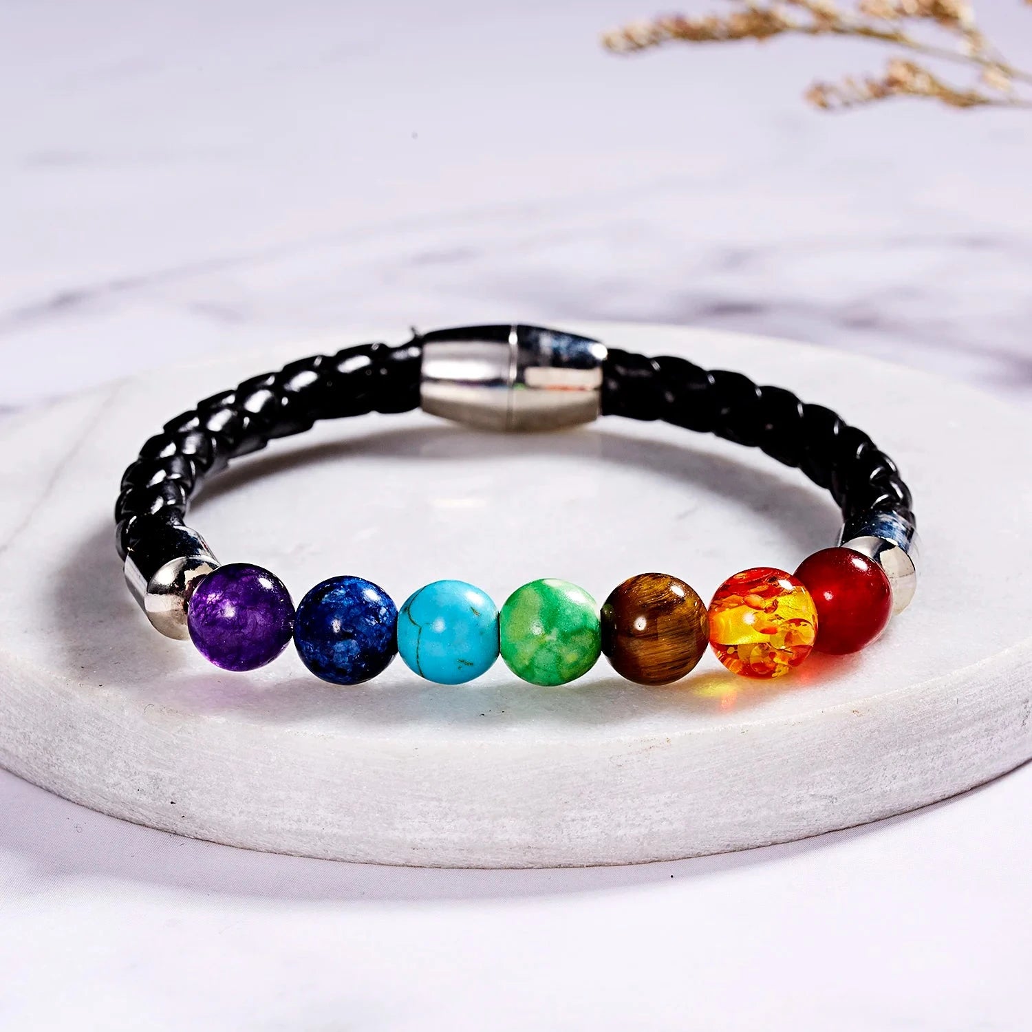 Bracelet en Corde et Pierres 7 Chakras