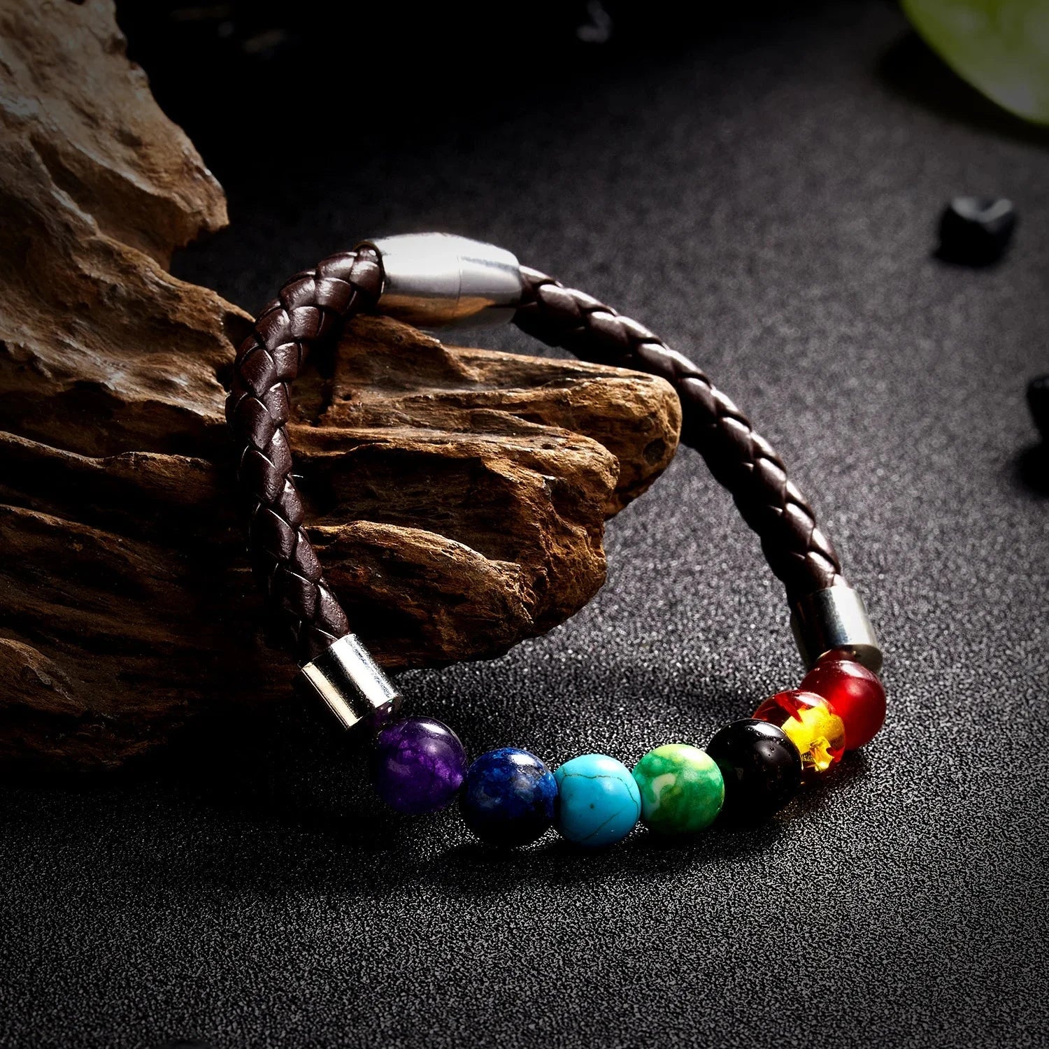 Bracelet en Corde et Pierres 7 Chakras