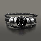 Armband i svart arabiskt muslimskt läder med Allah