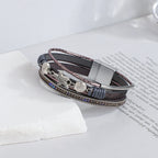 Armband aus Leder mit Muschel und Seestern in Grau