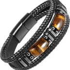 Lederarmband mit Tigerauge-Steinen