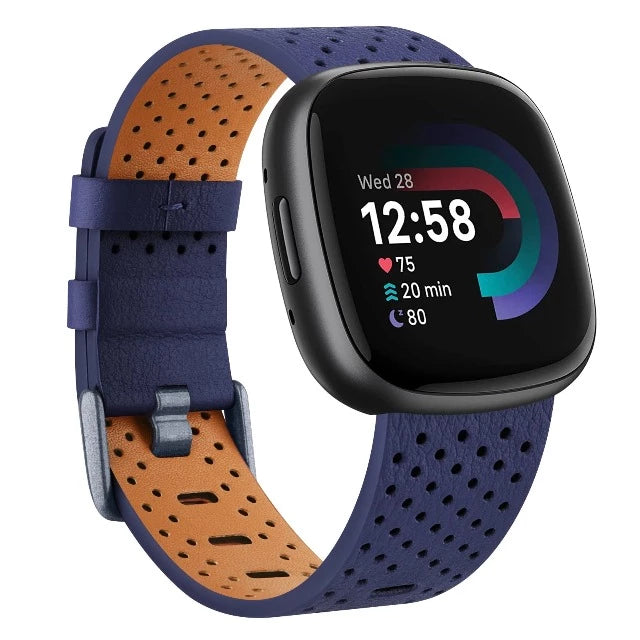 Lederarmband Für Fitbit Versa 4 / Sense 2 – Echtes Leder, Verstellbar, Mit Roséfarbener Schnalle