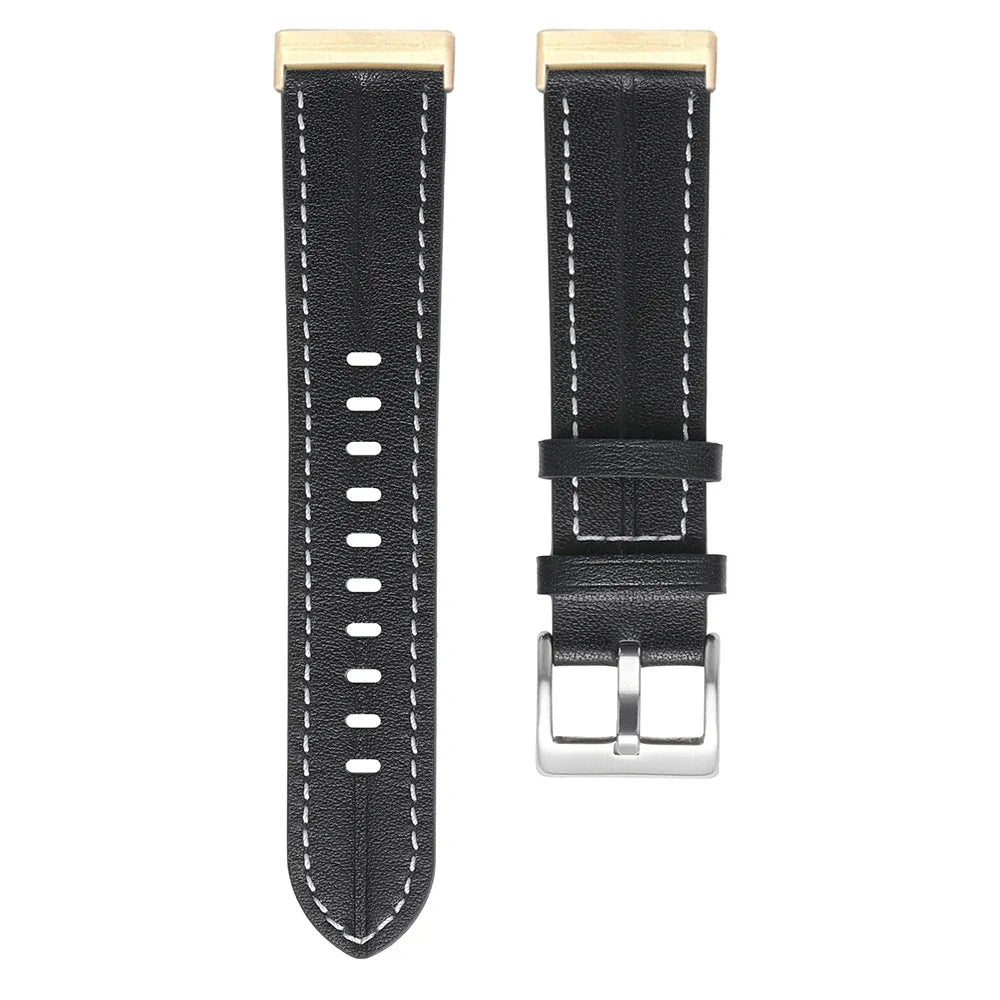 Lederarmband für Fitbit Versa 3, Versa 4, Sense 1 und Sense 2 Uhr in Schwarz