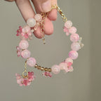 Bracelet en Perles avec Fleurs rose