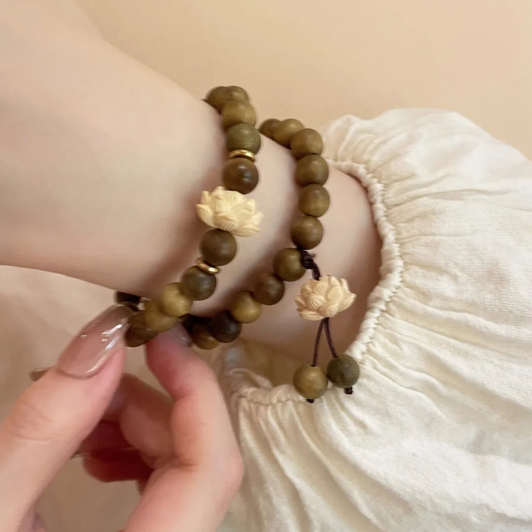 Bracelet en Perles de Bois Naturel