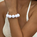 Bracelet en Perles de Couleurs pour Femme blanc