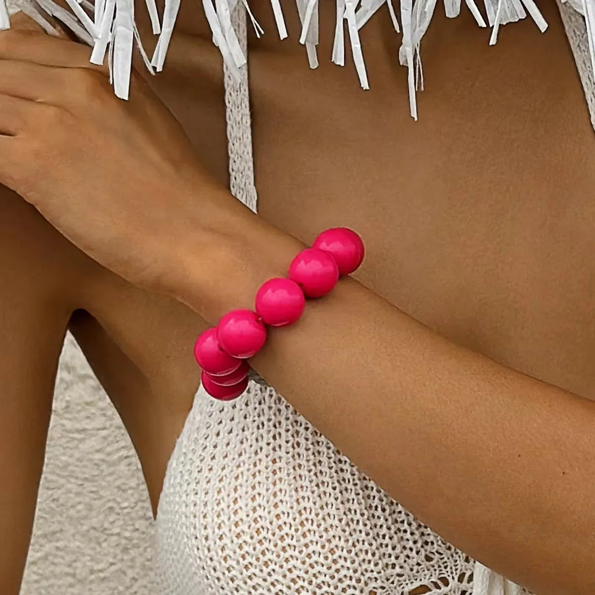 Bracelet en Perles de Couleurs pour Femme rose