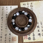 Bracelet en Perles Yin Yang Noir et Blanc
