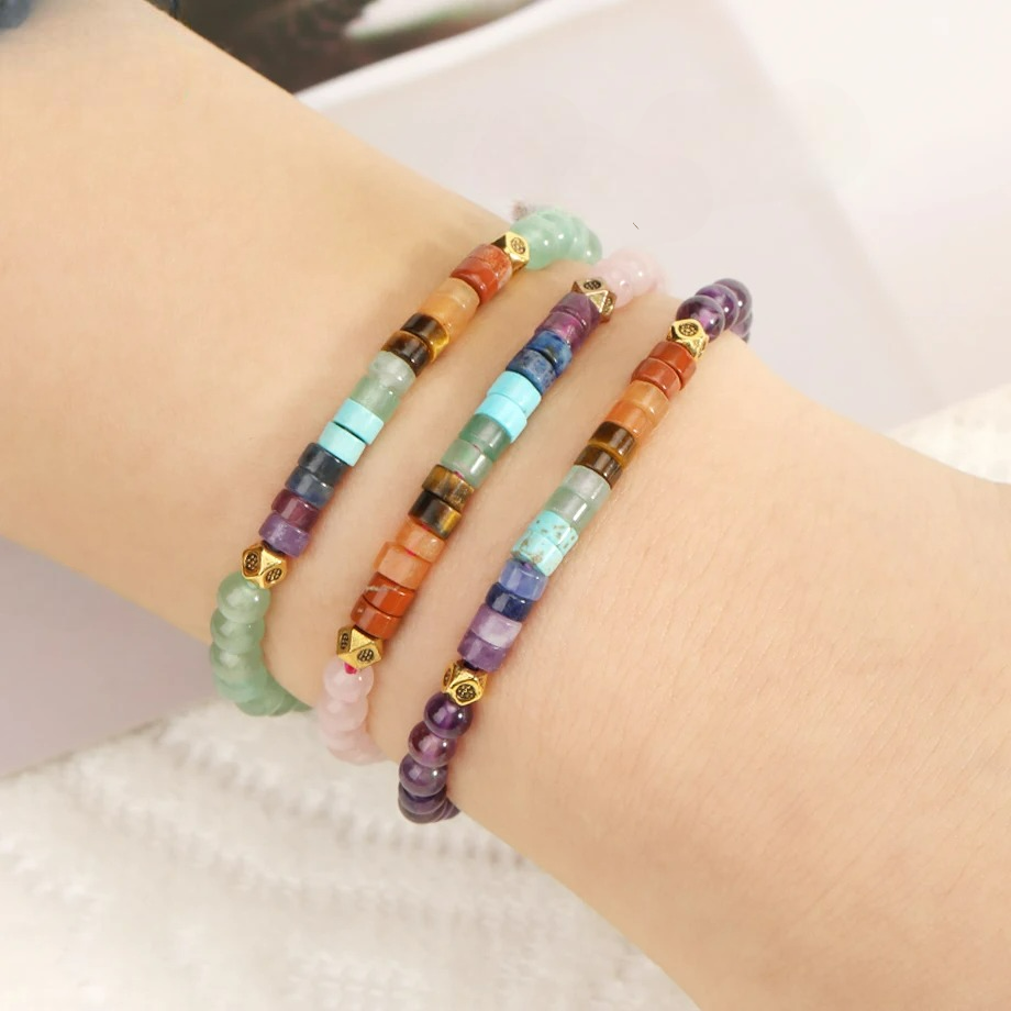 Bracelet en Pierres Naturelles 7 Chakras Quartz rose