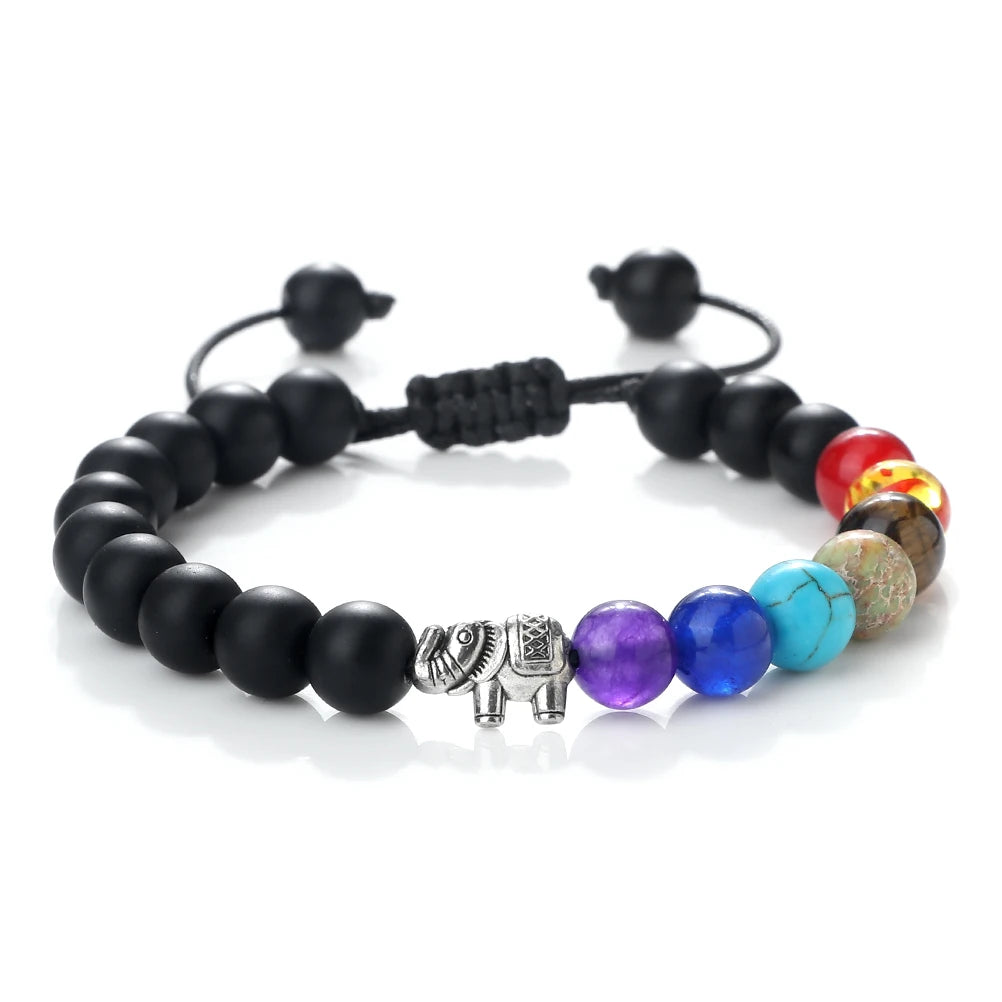 Bracelet en Pierres Naturelles et Eléphant 7 Chakras 1