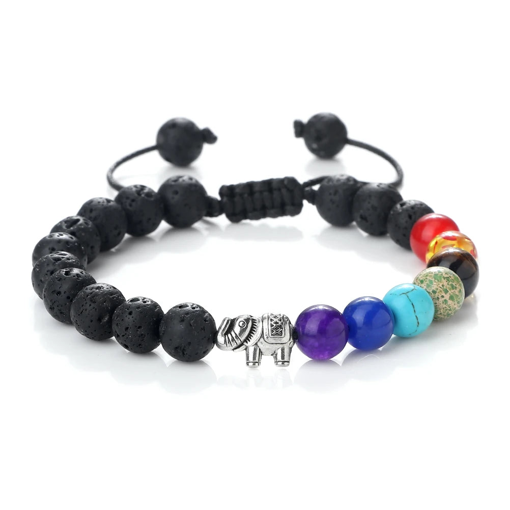Bracelet en Pierres Naturelles et Eléphant 7 Chakras 3